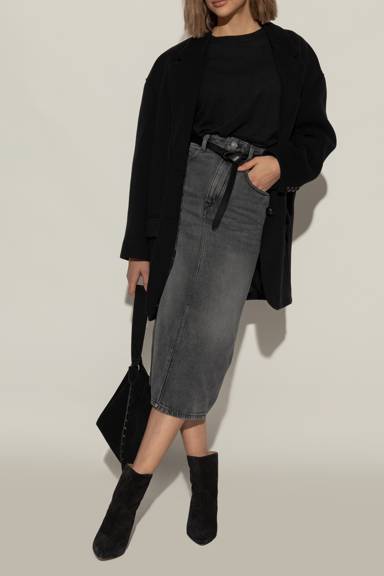 ロングブーツ ISABEL MARANT Loline suede ankle boots with micro studs Isabel Marant Loline Suede Ankle Boots With Micro Studs